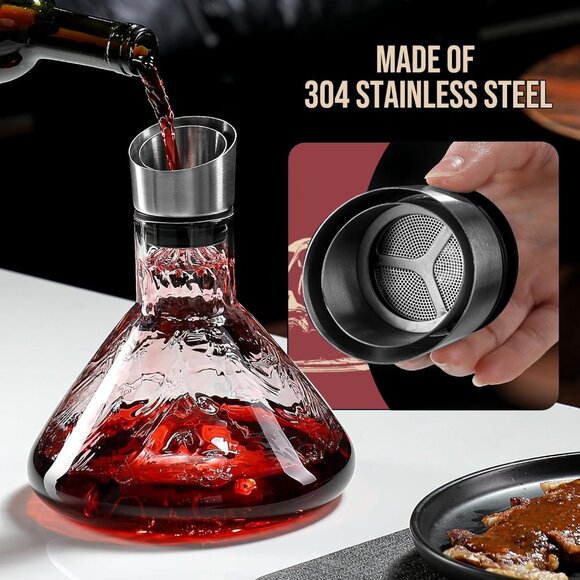 Iceberg Wine Decanter,Red Wine Carafe with Built-in-Aerator(1 Set) - Picture 6 of 8